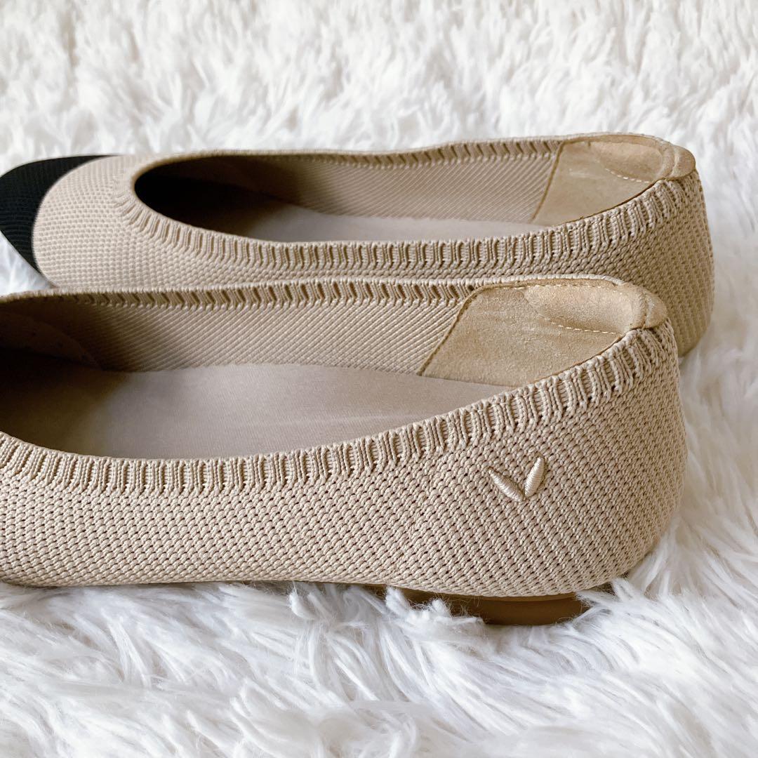 VIVAIA 38 24cm ニットパンプス バイカラー ベージュ ビバイア