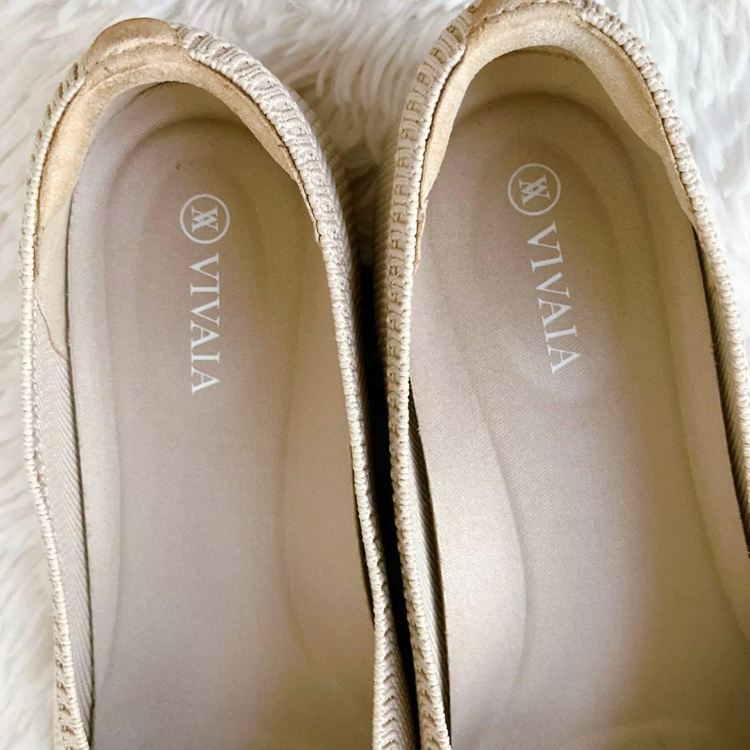 VIVAIA 38 24cm ニットパンプス バイカラー ベージュ ビバイア