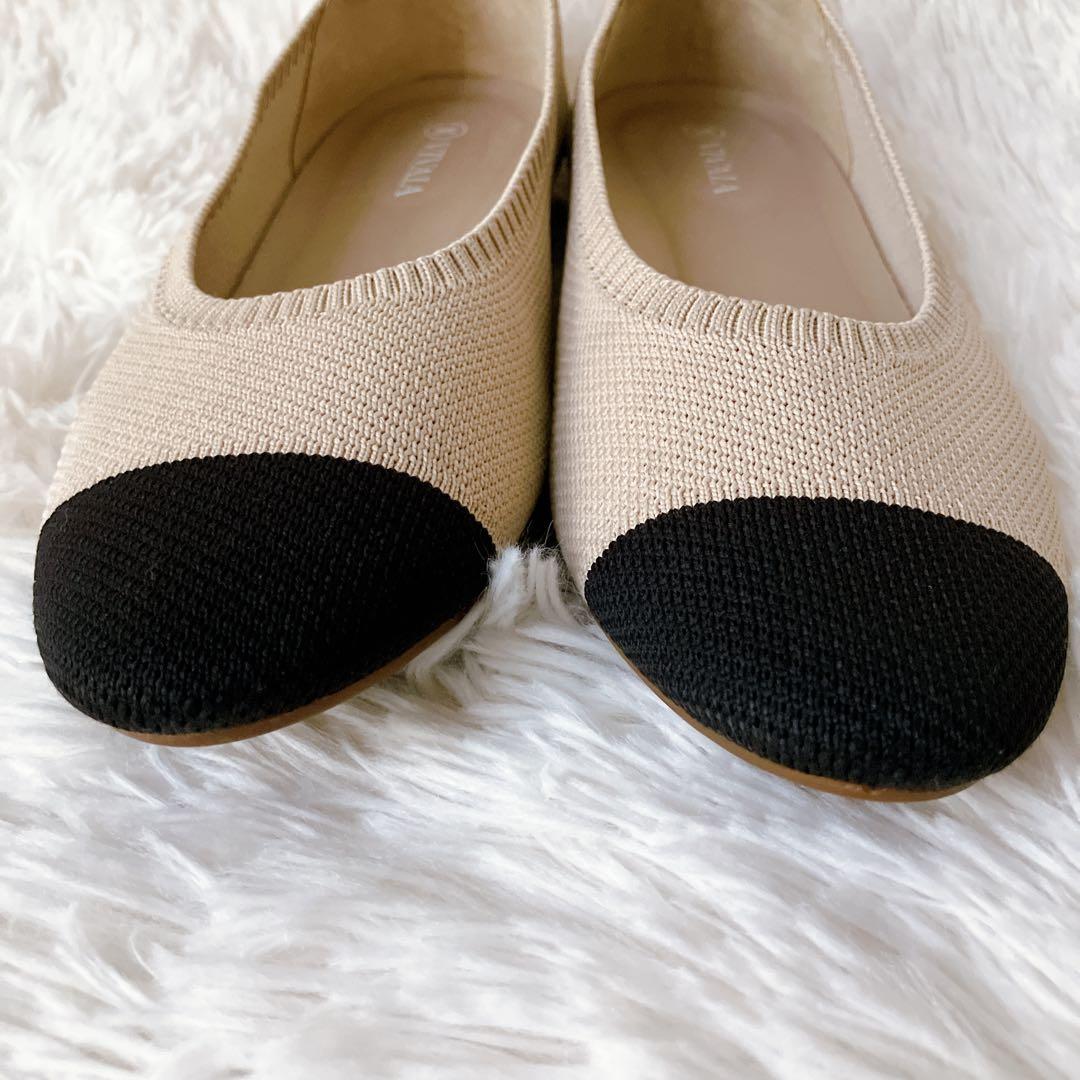 VIVAIA 38 24cm ニットパンプス バイカラー ベージュ ビバイア