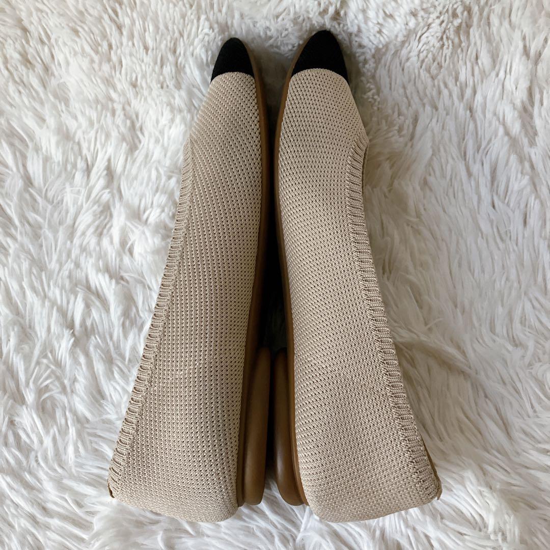 VIVAIA 38 24cm ニットパンプス バイカラー ベージュ ビバイア