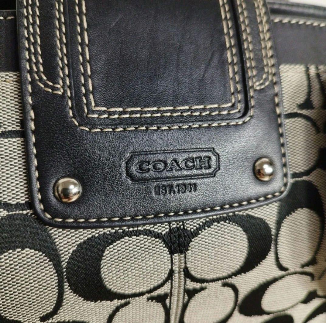 COACH コーチ シグネチャー ハンドバッグ キャンバス レザー ブラック
