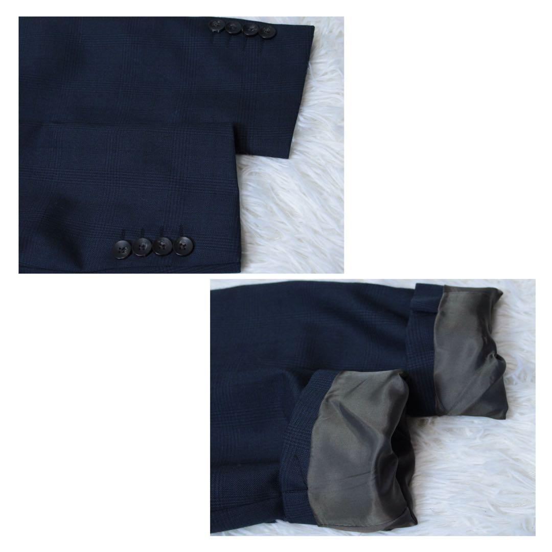 極美品 スーツセレクト 3ピース セットアップスーツ ネイビー A6 チェック