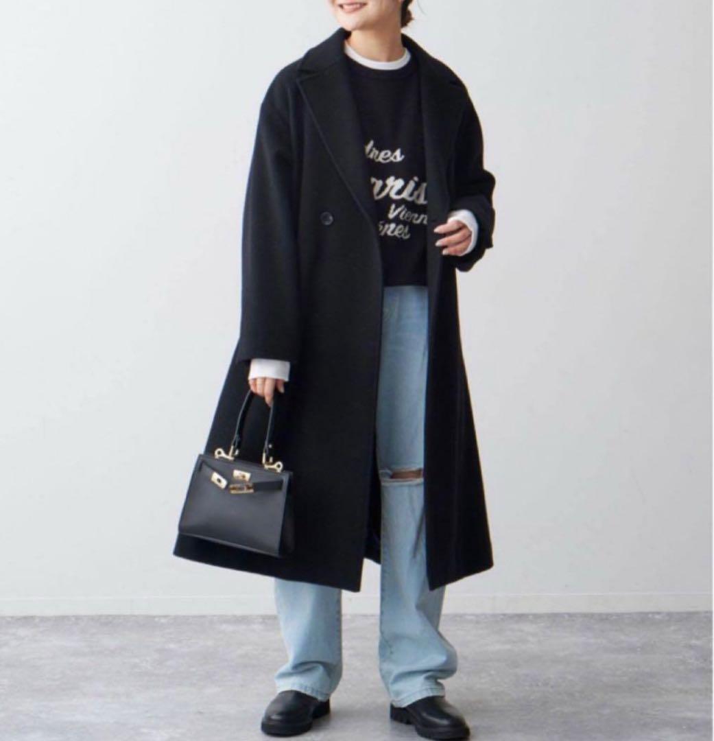 美品✨スローブ イエナ ECO WOOL ダブルブレストコート ブラック 36