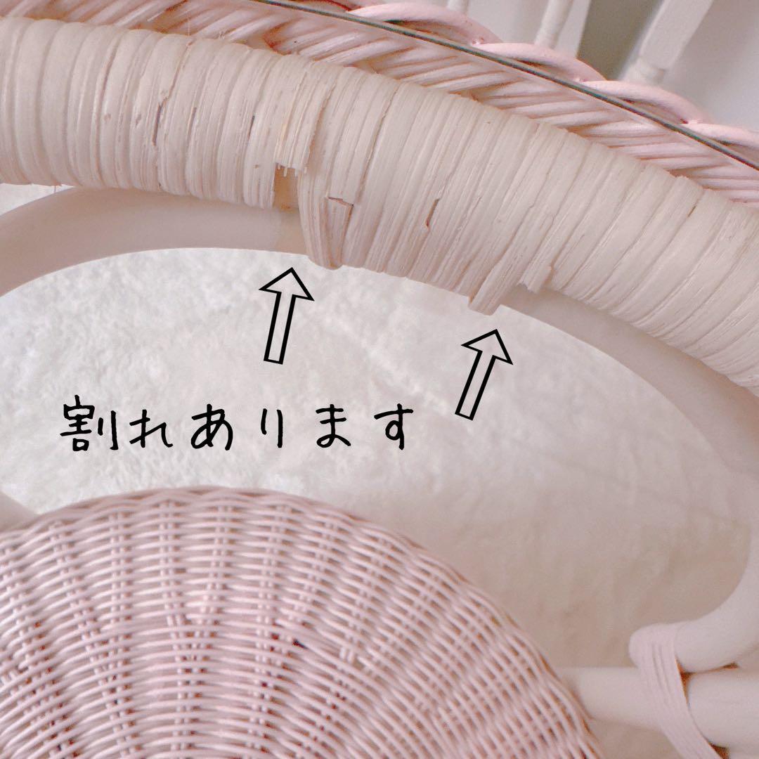 ガラステーブル ラウンド ベビーピンク ウィッカー ラタン