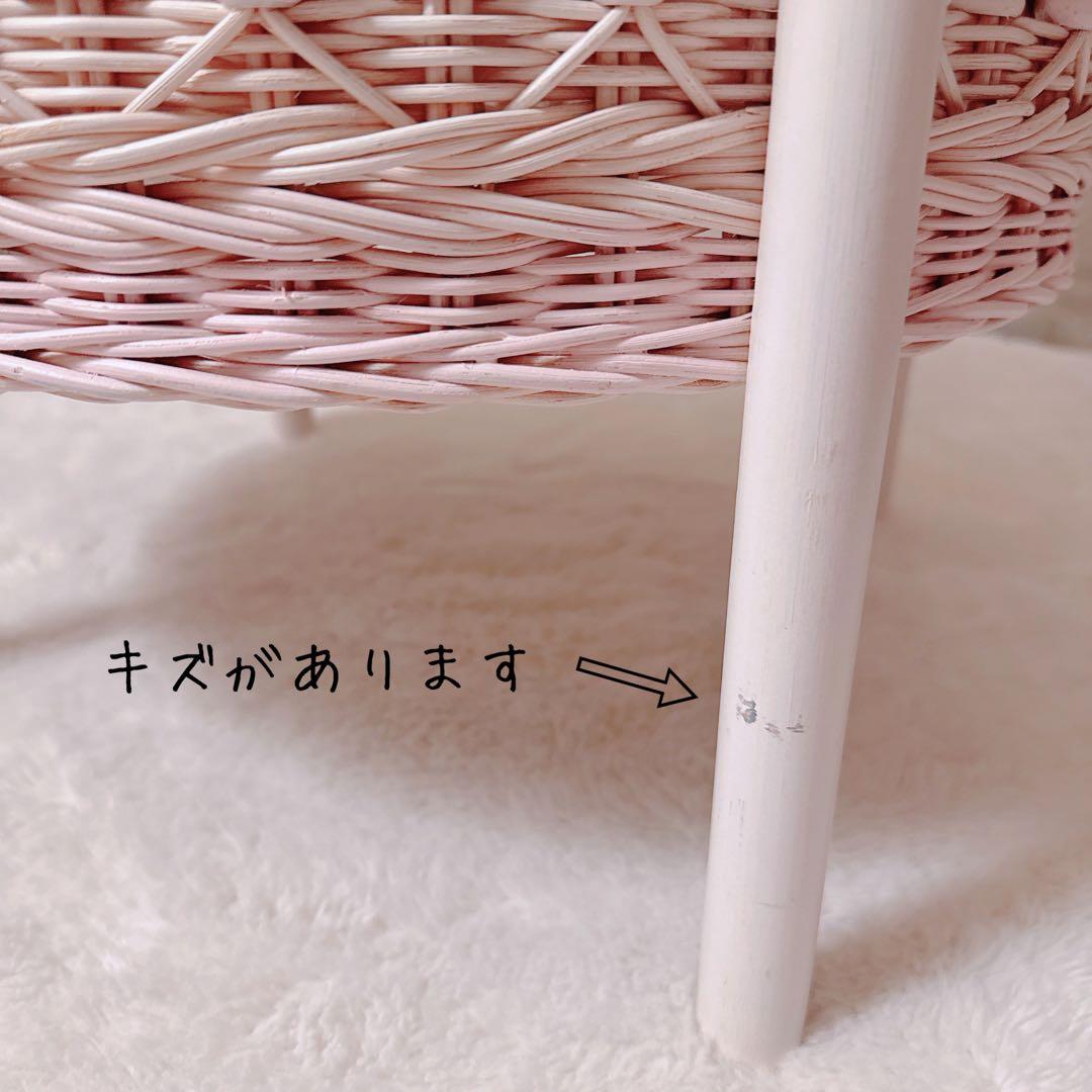 ガラステーブル ラウンド ベビーピンク ウィッカー ラタン