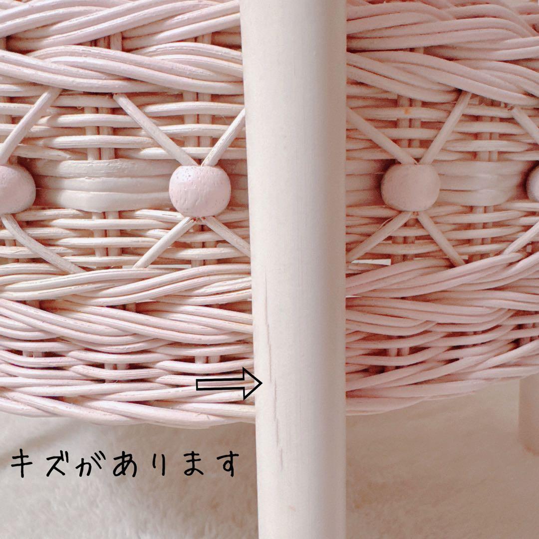 ガラステーブル ラウンド ベビーピンク ウィッカー ラタン