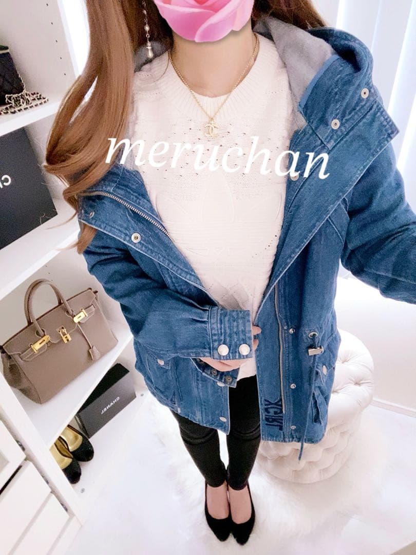 X-girl♡フード付きデニムジャケット アウター ミドル丈 y2k