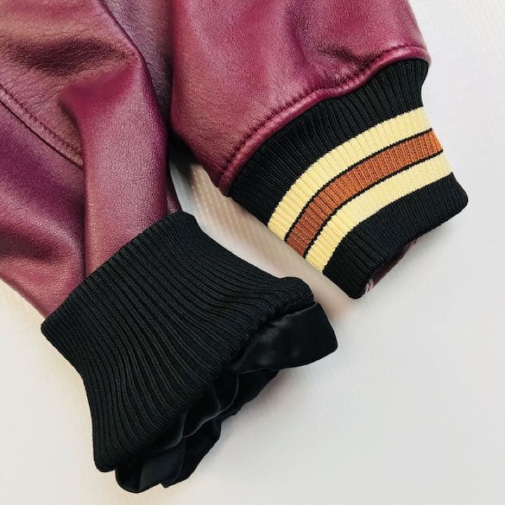 美品★COACH・ニットリブ切替 恐竜ワッペン付 レザージャケット(2)