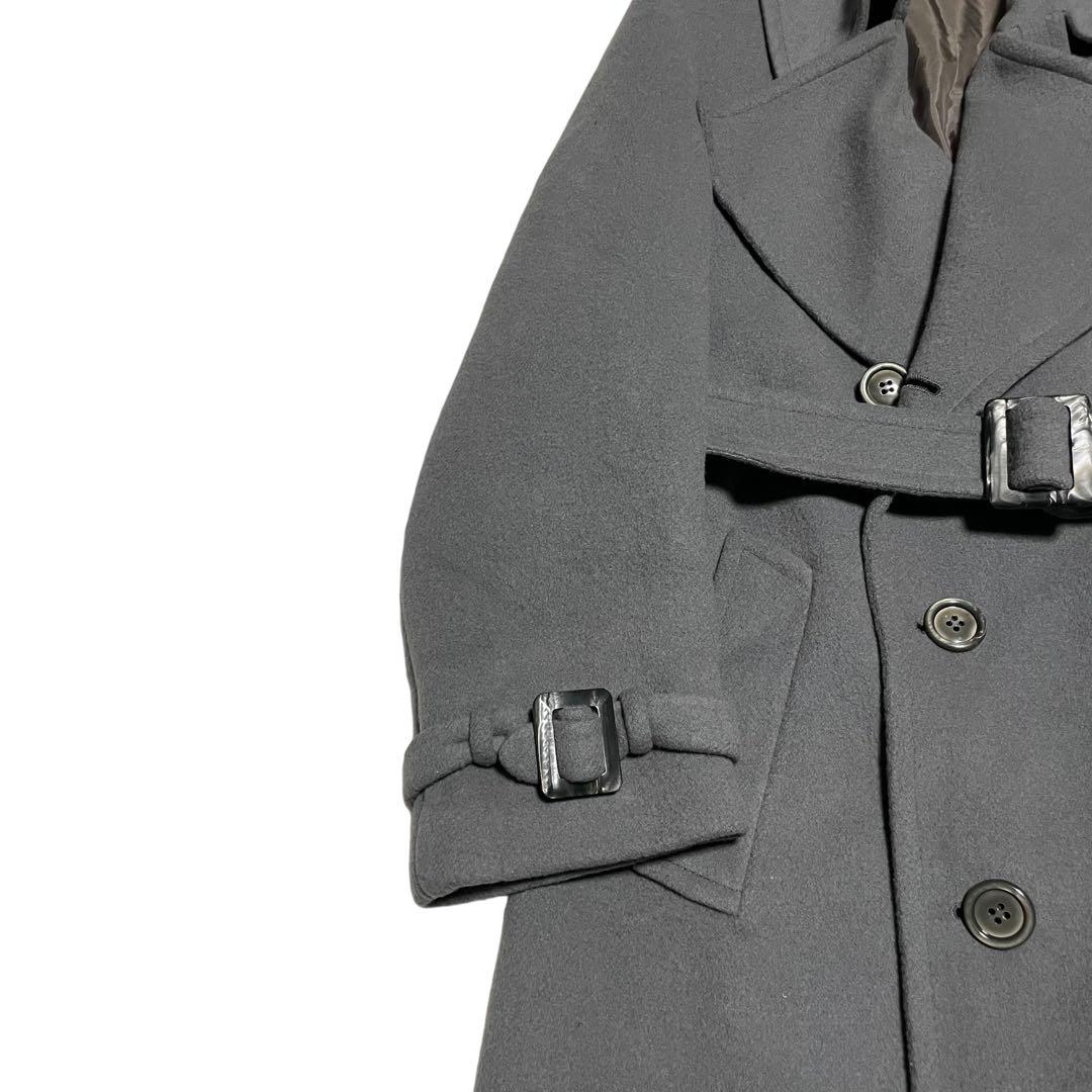 イタリア製【vintage】マキシ丈ウールダブルチェスターコート スカイブルーL