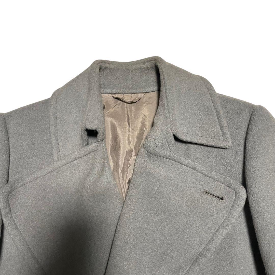 イタリア製【vintage】マキシ丈ウールダブルチェスターコート スカイブルーL