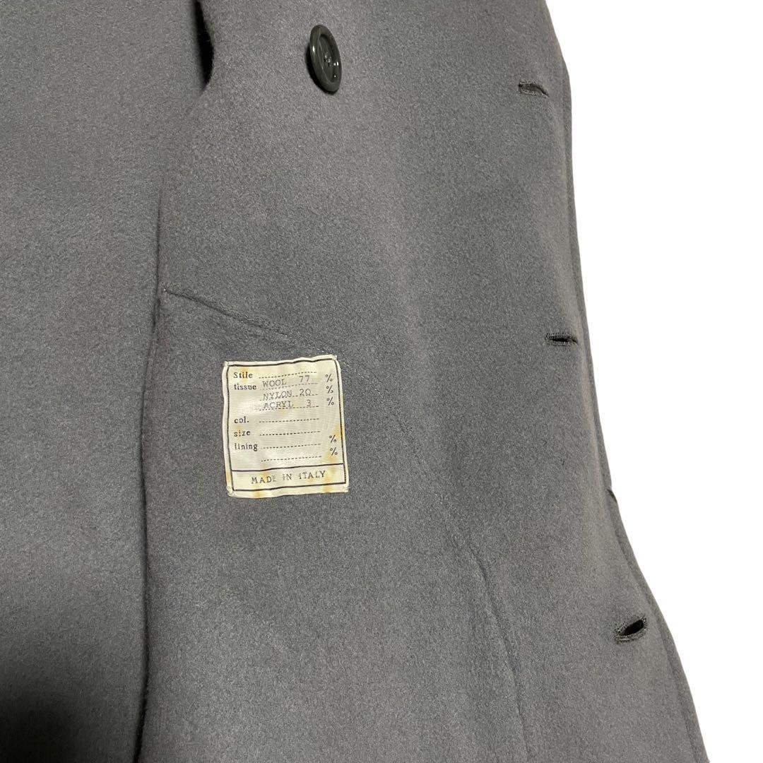 イタリア製【vintage】マキシ丈ウールダブルチェスターコート スカイブルーL