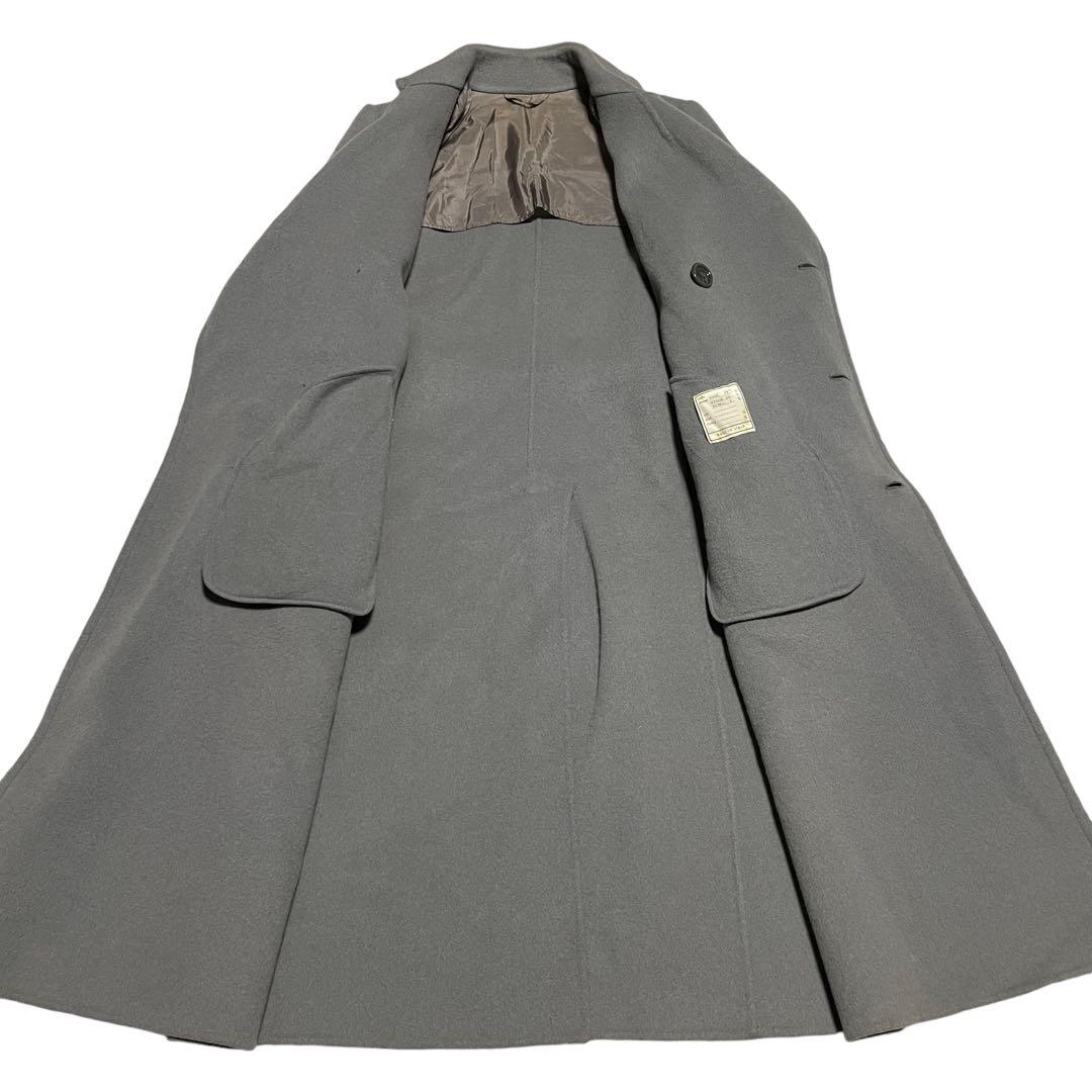 イタリア製【vintage】マキシ丈ウールダブルチェスターコート スカイブルーL