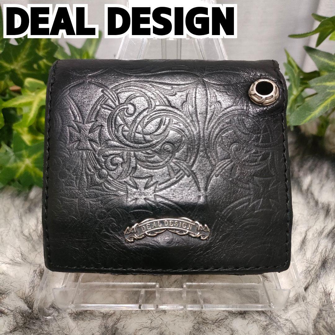 DEAL DESIGN 財布 ブラック レザー 総柄 ディールデザイン 財布 黒