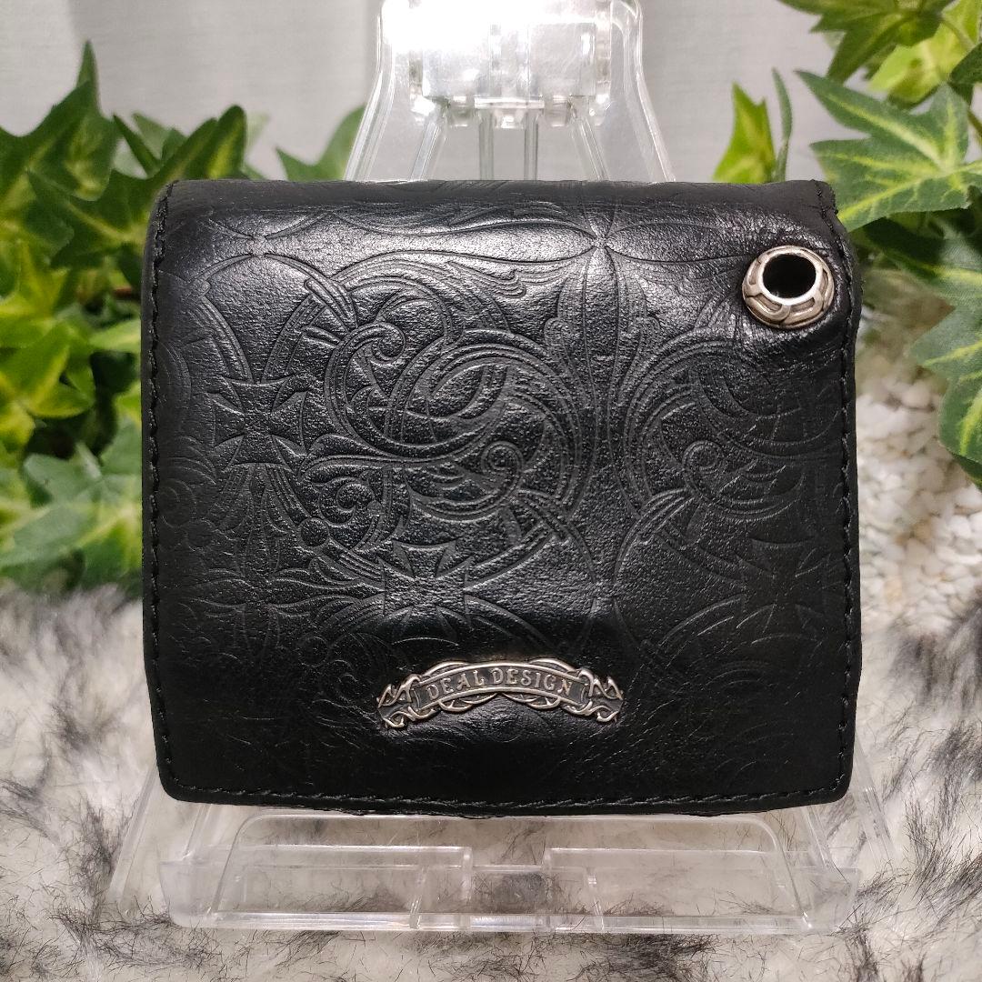 DEAL DESIGN 財布 ブラック レザー 総柄 ディールデザイン 財布 黒