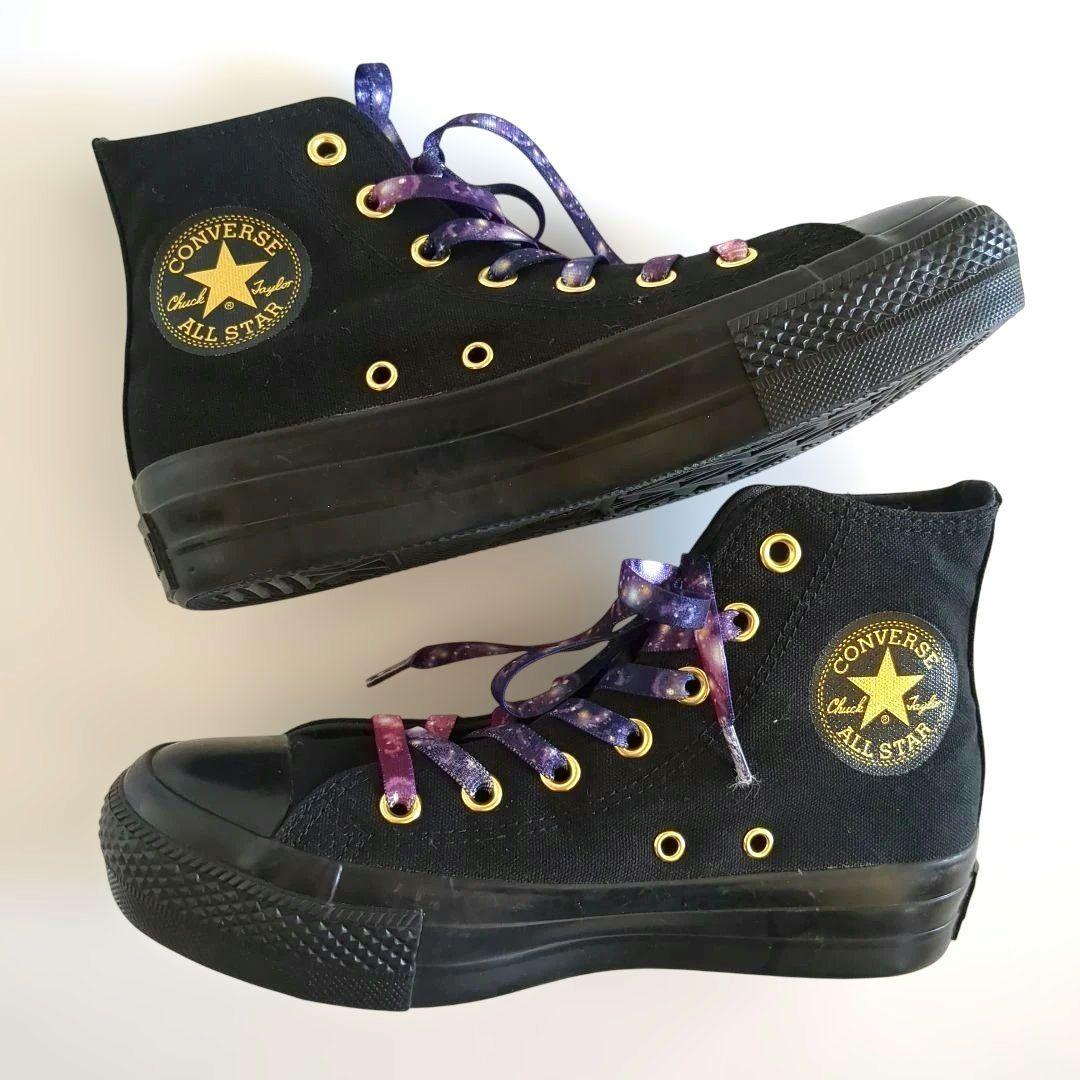 希少デザイン★極美品★コンバース スニーカー ハート スタッズ 宇宙柄 24cm