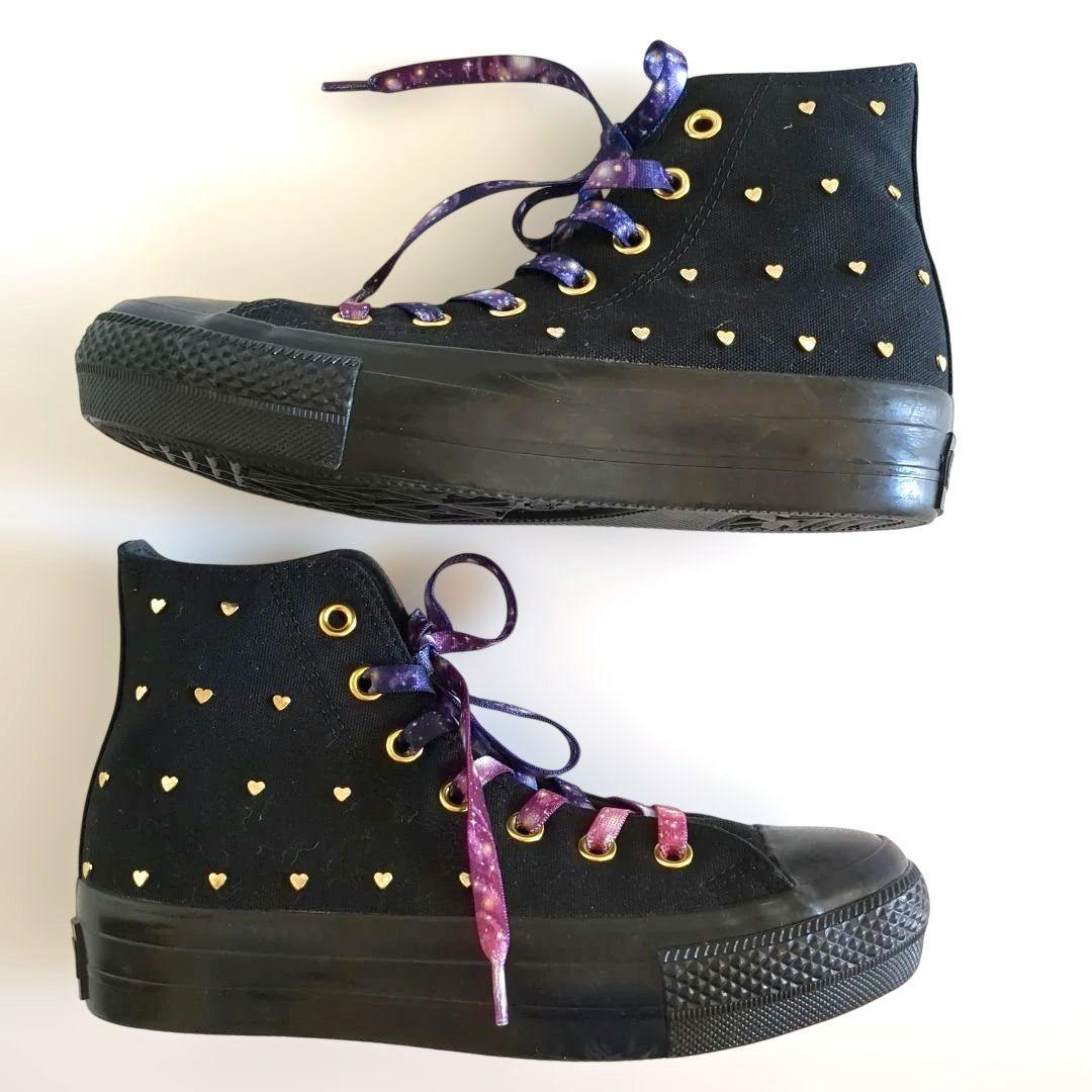 希少デザイン★極美品★コンバース スニーカー ハート スタッズ 宇宙柄 24cm