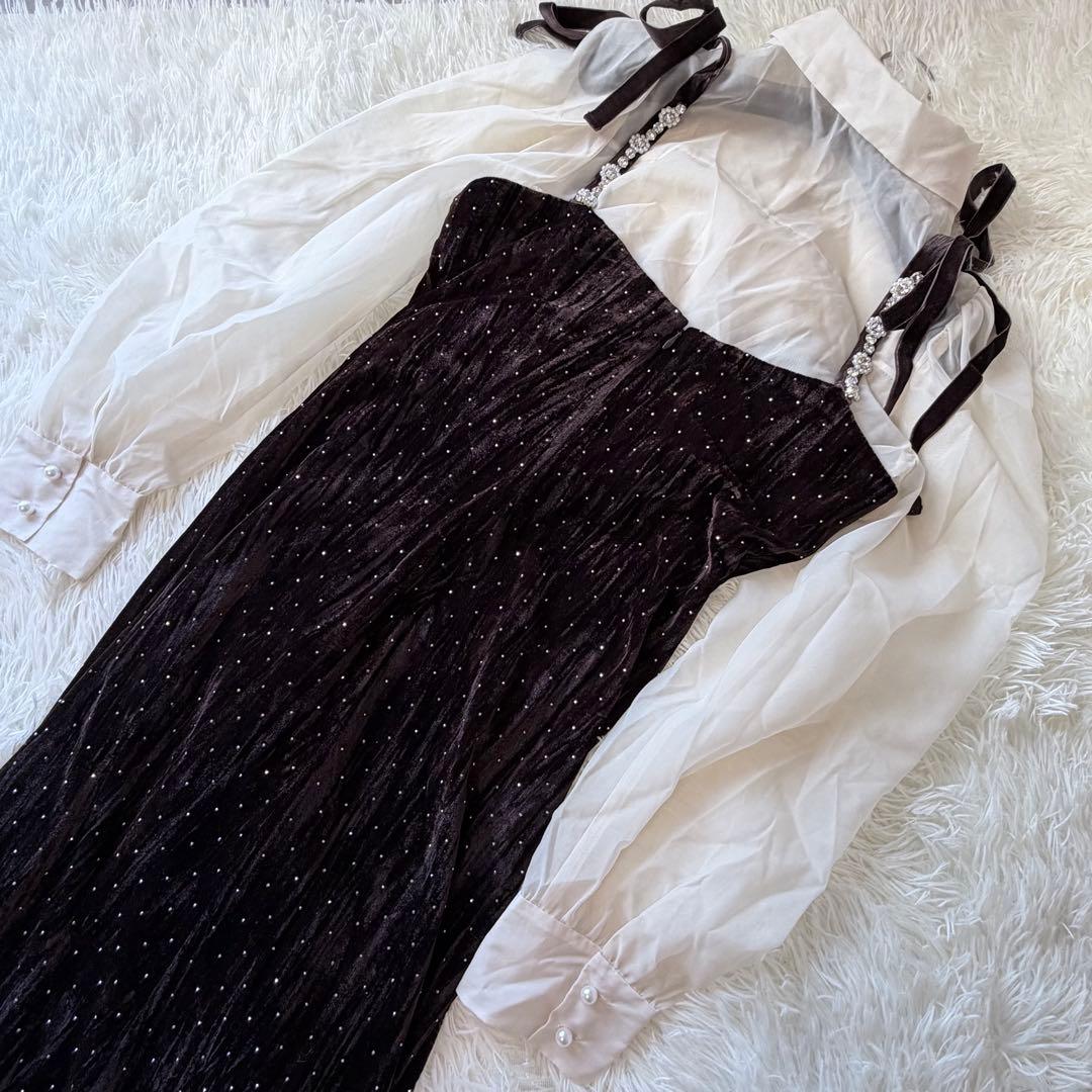 L.B CANDY STOCK ブラウスセットビジューベロアキャミワンピース