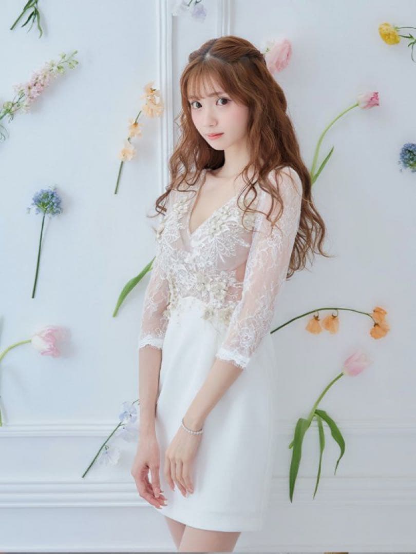 ROBE de FLEURS Glossy Sサイズドレス ホワイト