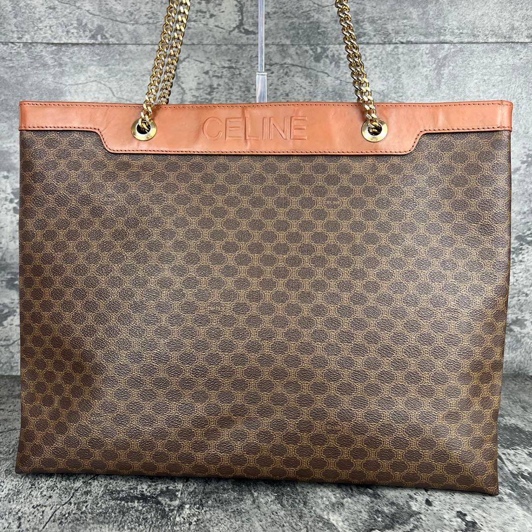CELINE マカダム チェーン トートバッグ A4収納可能