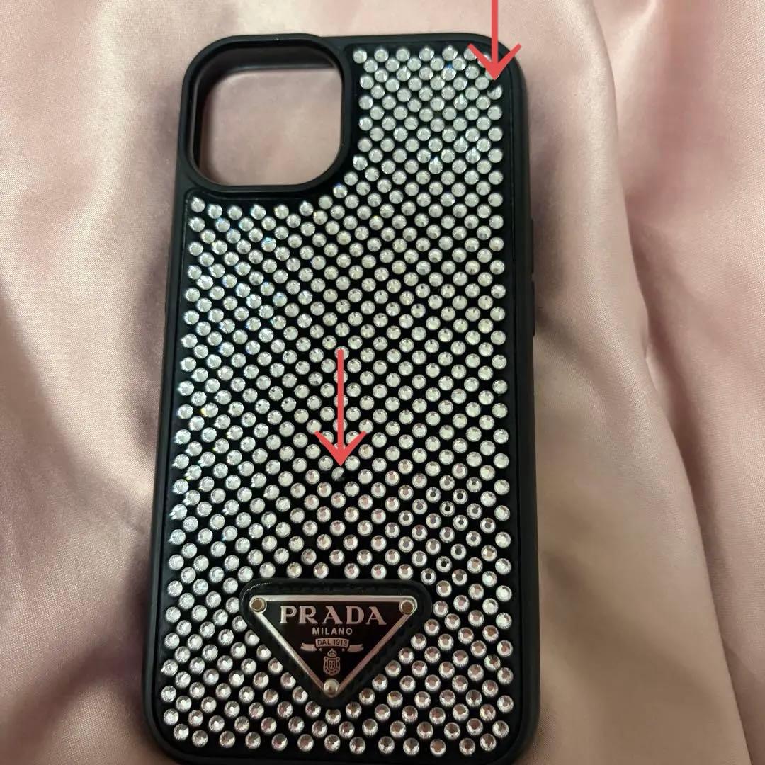 【PRADA】iPhone 13 14 ラインストーンケース　箱付き