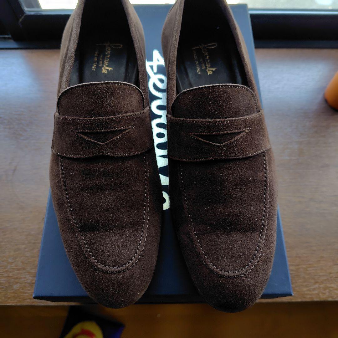 ferrante ブラウン スエード ローファー