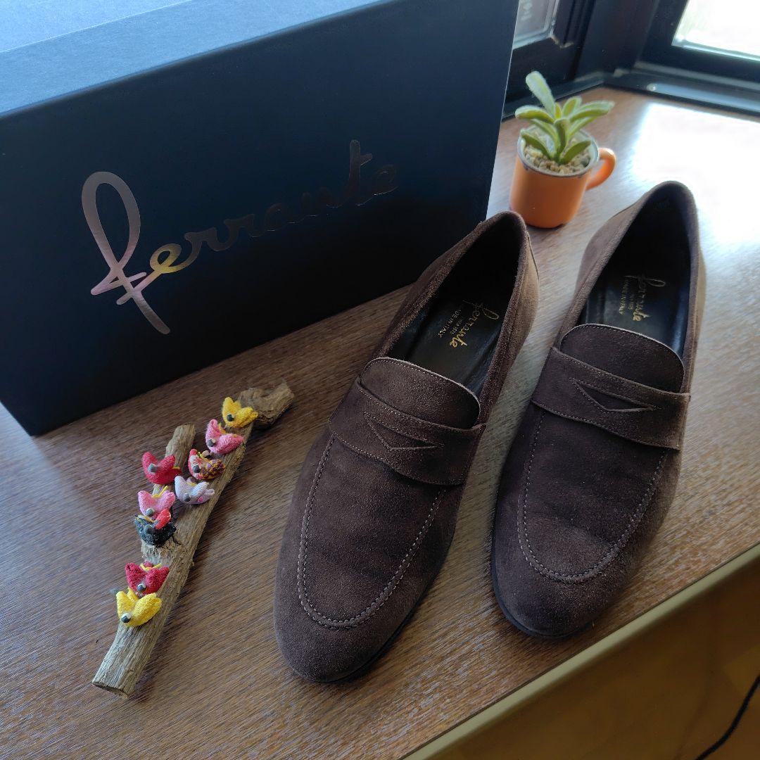 ferrante ブラウン スエード ローファー