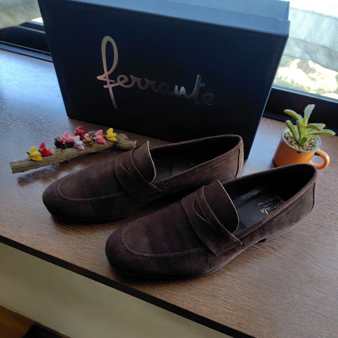 ferrante ブラウン スエード ローファー