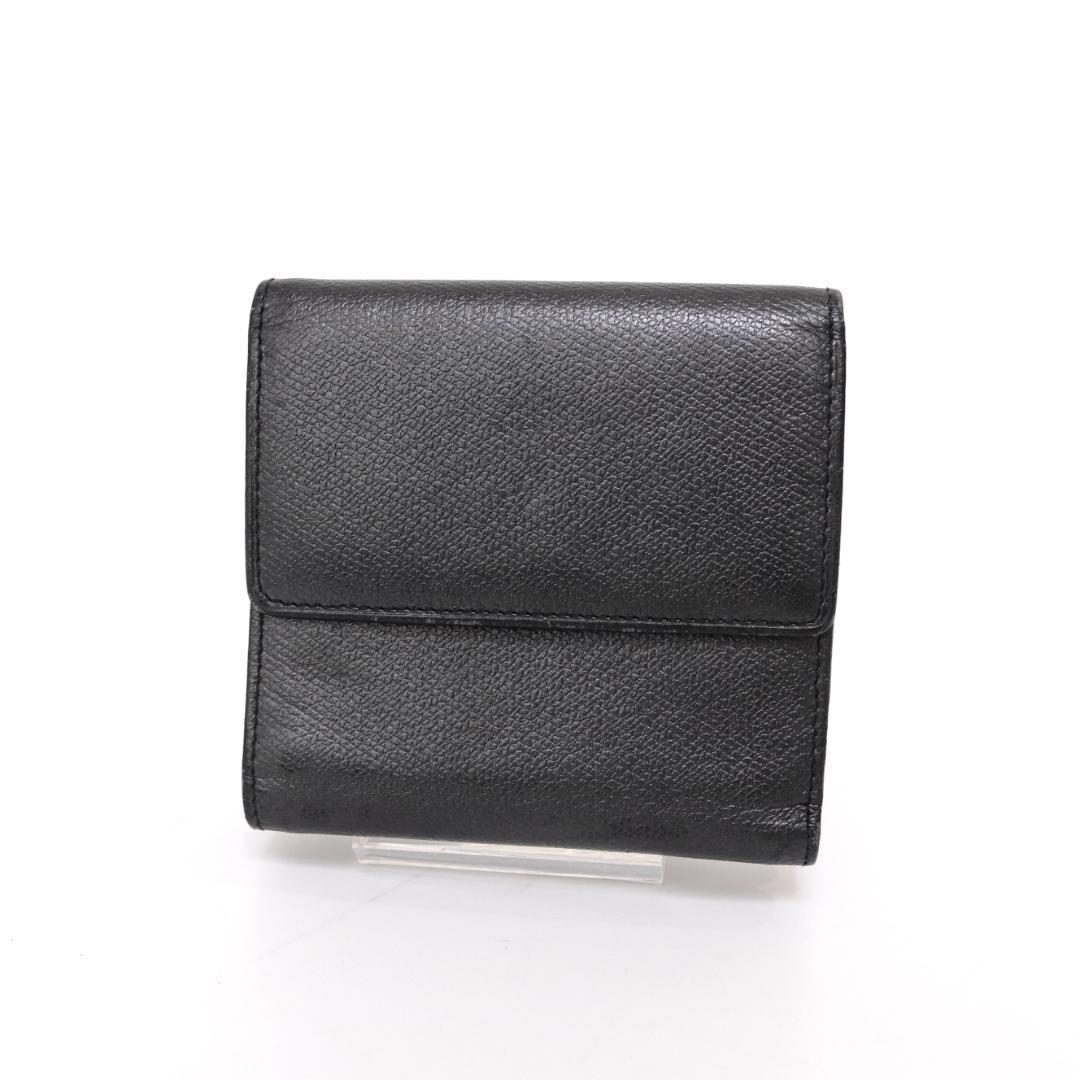 CHANEL シャネル　三つ折り財布　ココボタン　Wホック　ブラック　レザー