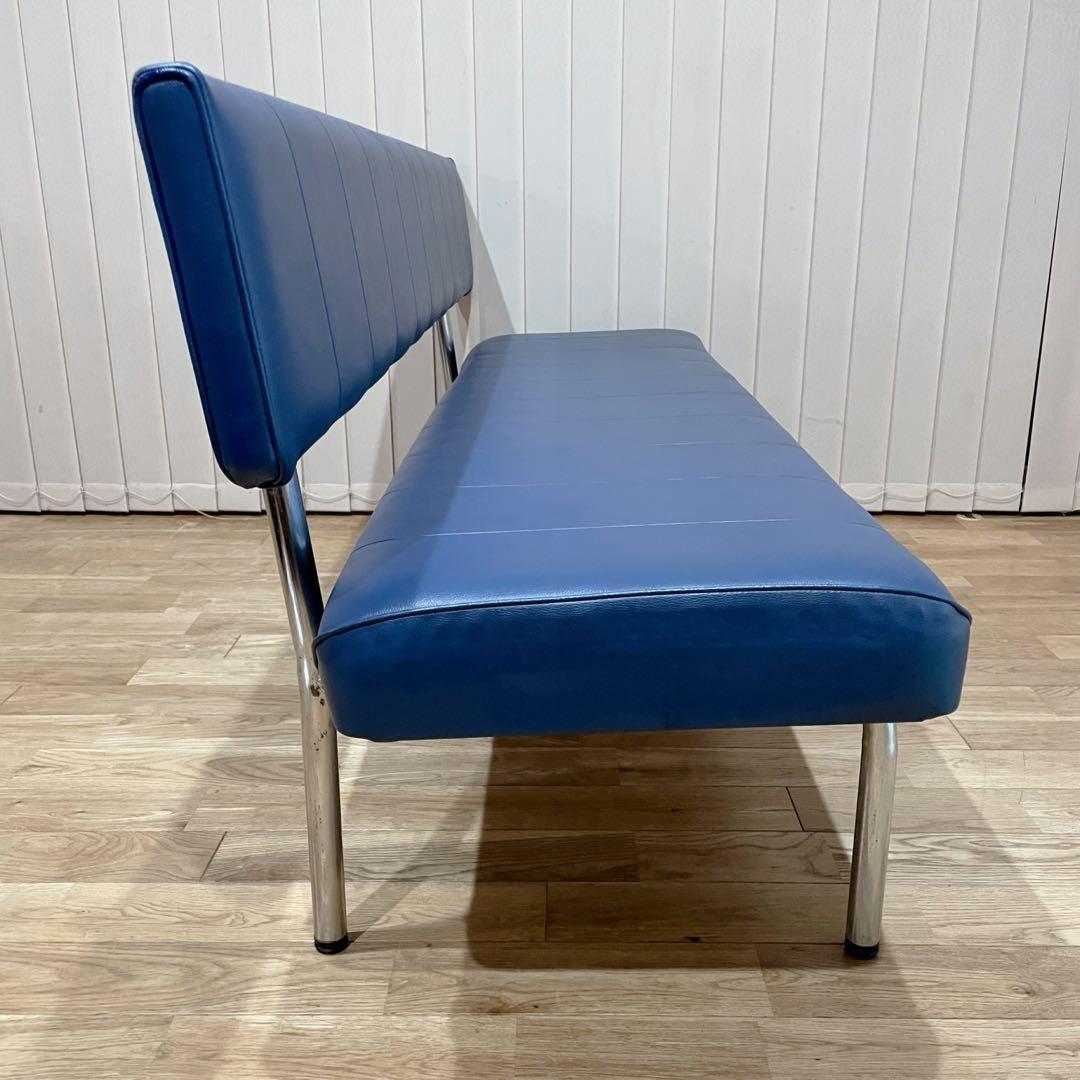 【レア】ビンテージ　ソファ ロビーチェア　3人掛け　ベンチ　レザー　昭和　レトロ