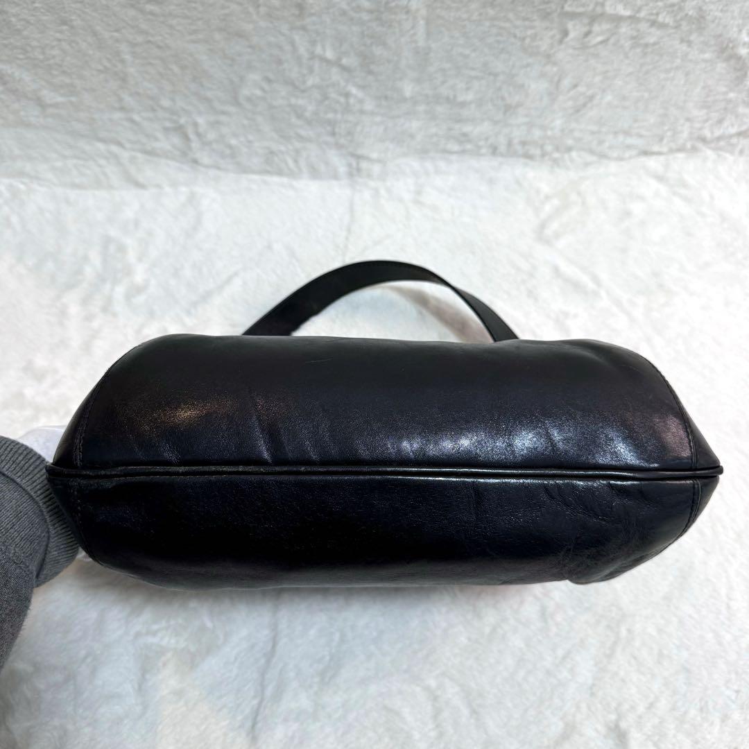 【美品】ヒロフ ワンショルダーバッグ Hロゴ レザー 2way 本革　ブラック