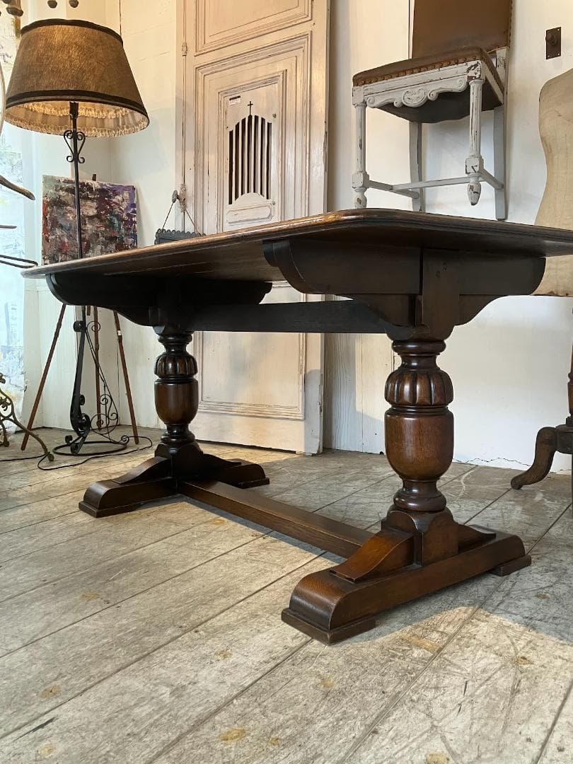 ◆ちい◆英国アンティーク　ダイニングテーブル　リフェクトリーテーブル