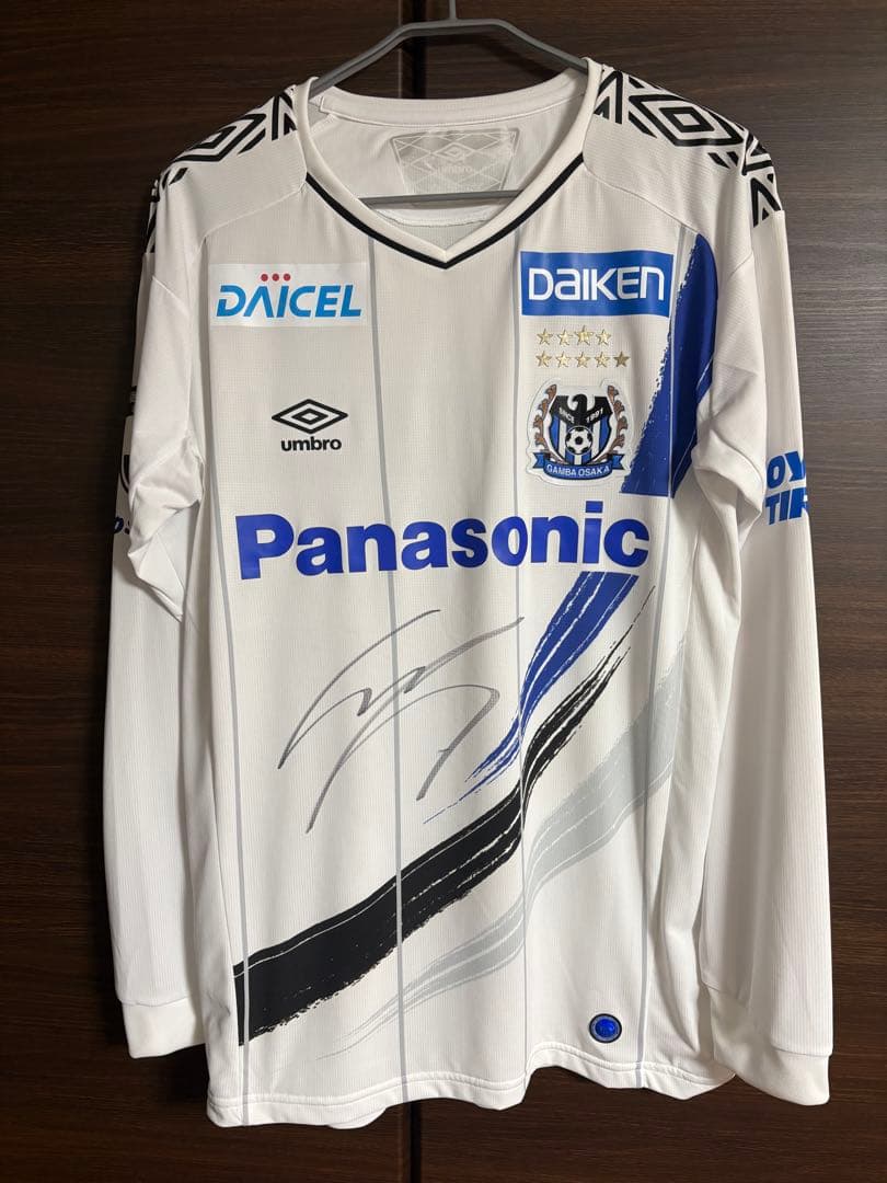 ガンバ大阪　遠藤コーチサイン入りオーセンテック長袖ユニホーム　XO