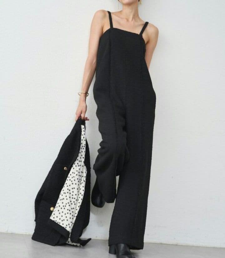 ラウンジドレス【20周年限定】ツイード オールインワン ブラック M