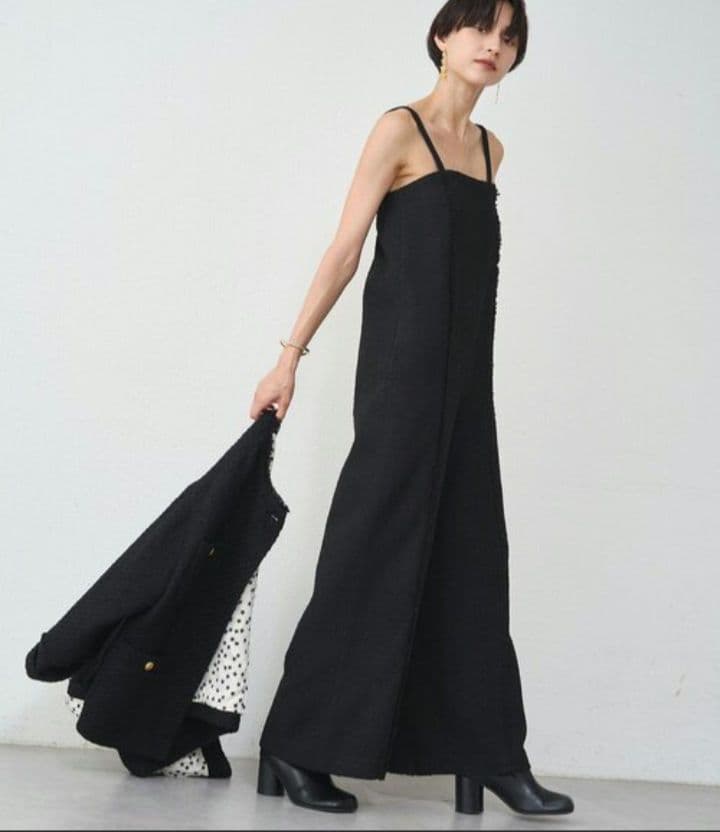ラウンジドレス【20周年限定】ツイード オールインワン ブラック M