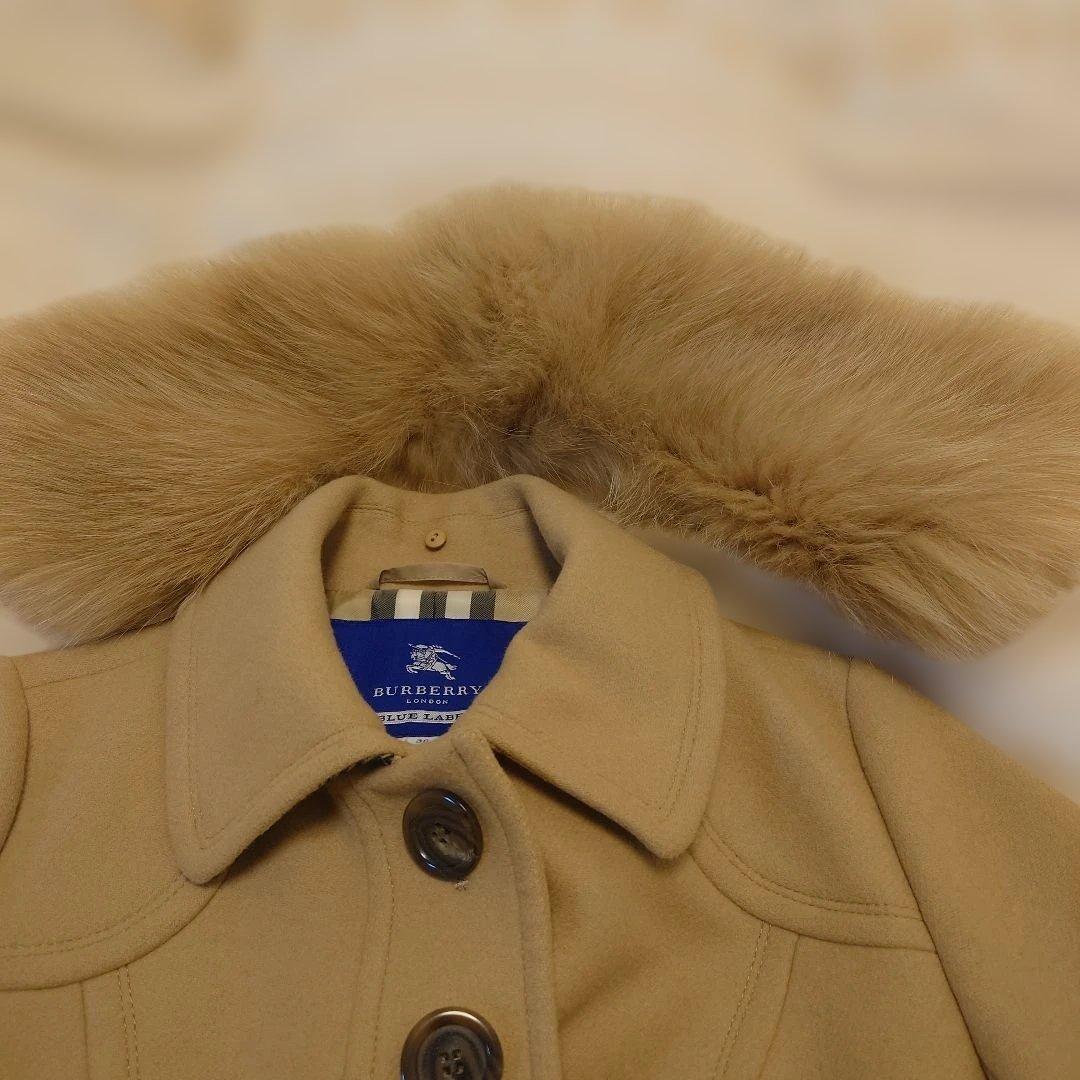 《最終値下げ》バーバリーブルーレーベル フォックスファー付ロングコート キャメル