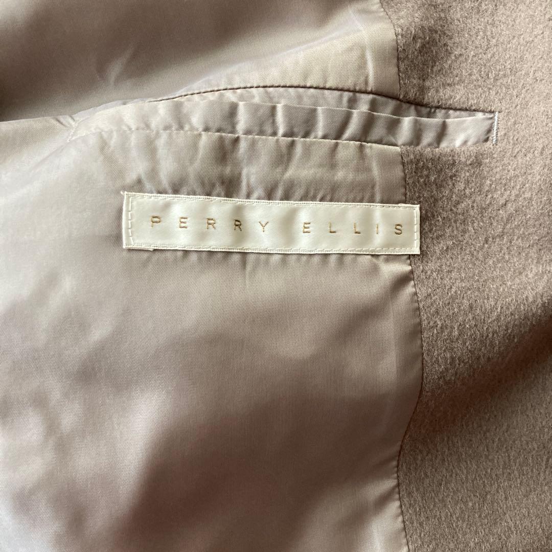 ウール ダブルブレスト ロングコート グレーブラウン