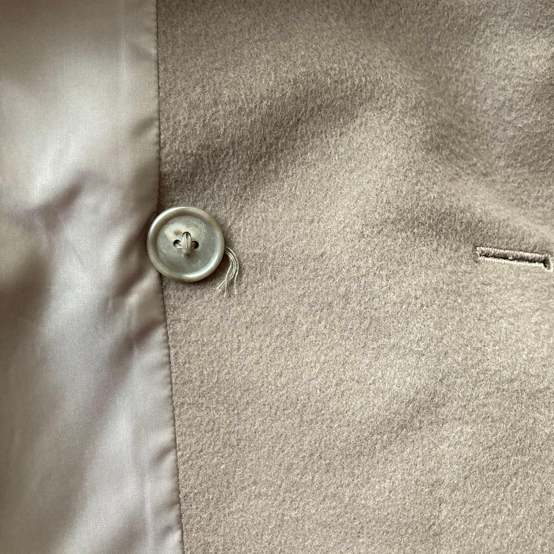 ウール ダブルブレスト ロングコート グレーブラウン