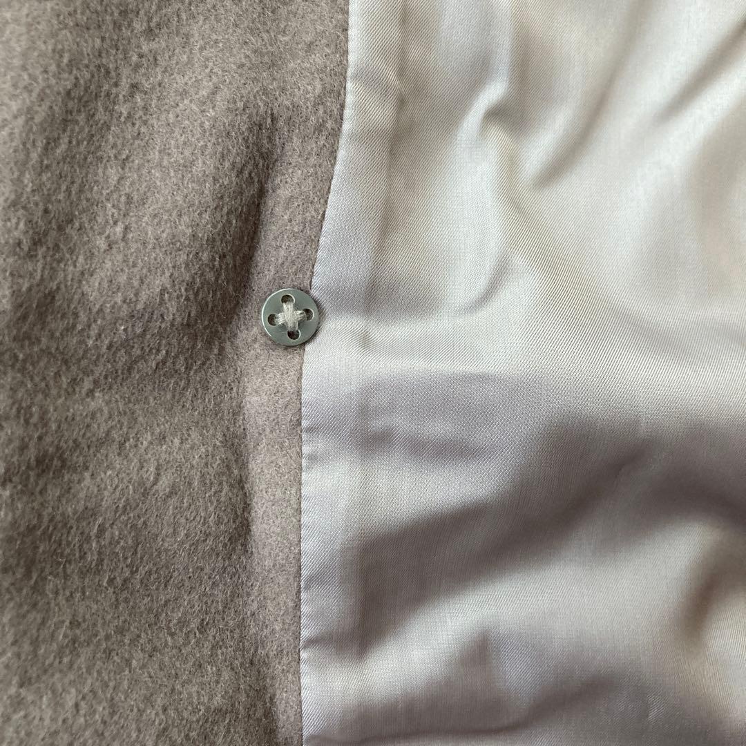 ウール ダブルブレスト ロングコート グレーブラウン