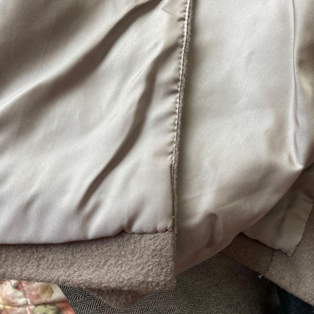 ウール ダブルブレスト ロングコート グレーブラウン