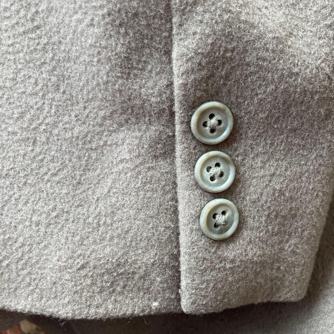 ウール ダブルブレスト ロングコート グレーブラウン