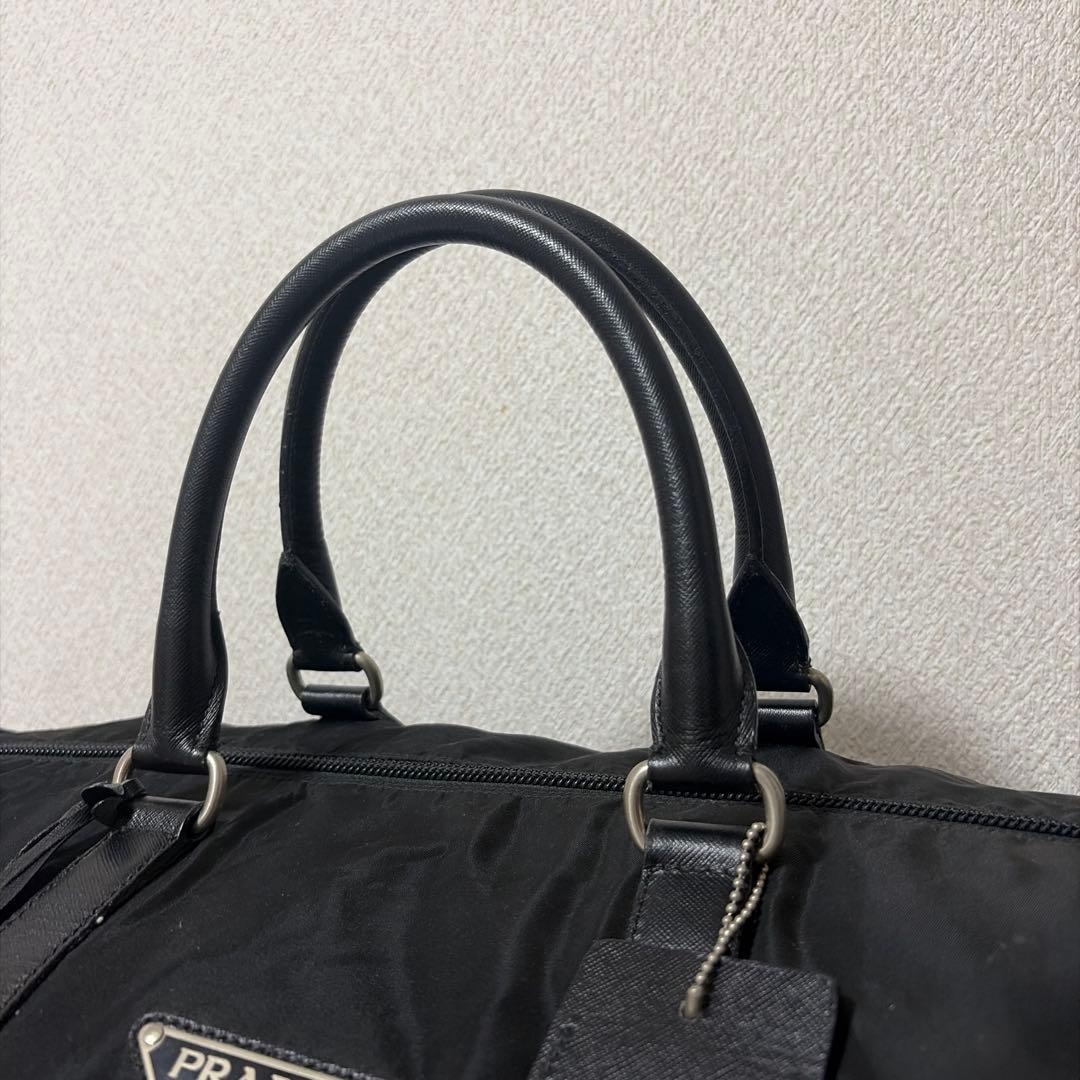 希少 PRADA プラダ ナイロン×レザー ブラック ボストンバッグ