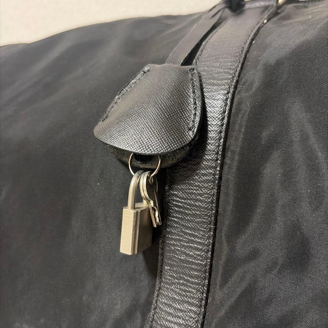 希少 PRADA プラダ ナイロン×レザー ブラック ボストンバッグ