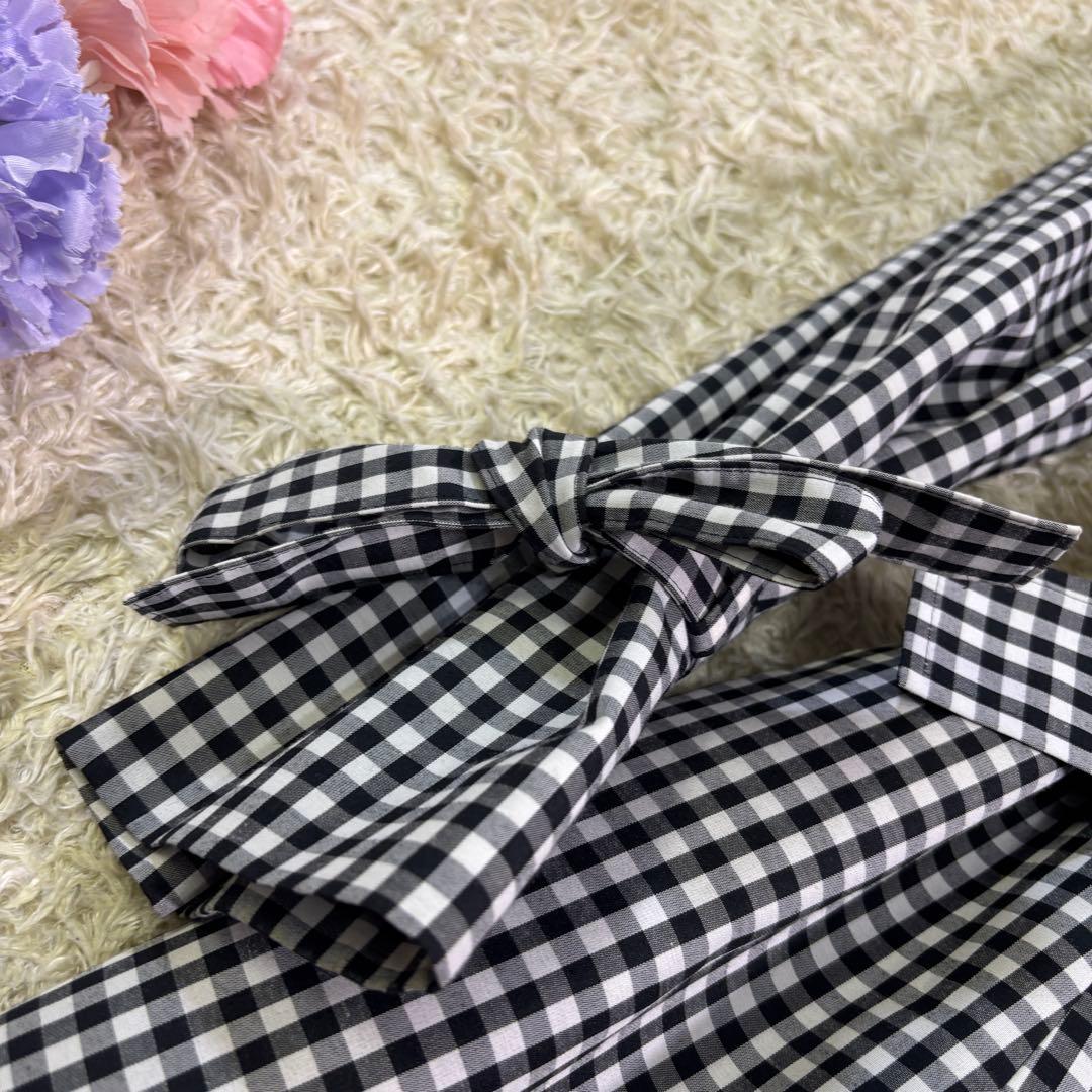 エムズグレイシー　ギンガムチェック　リボン　フリル　トレンチコート　40