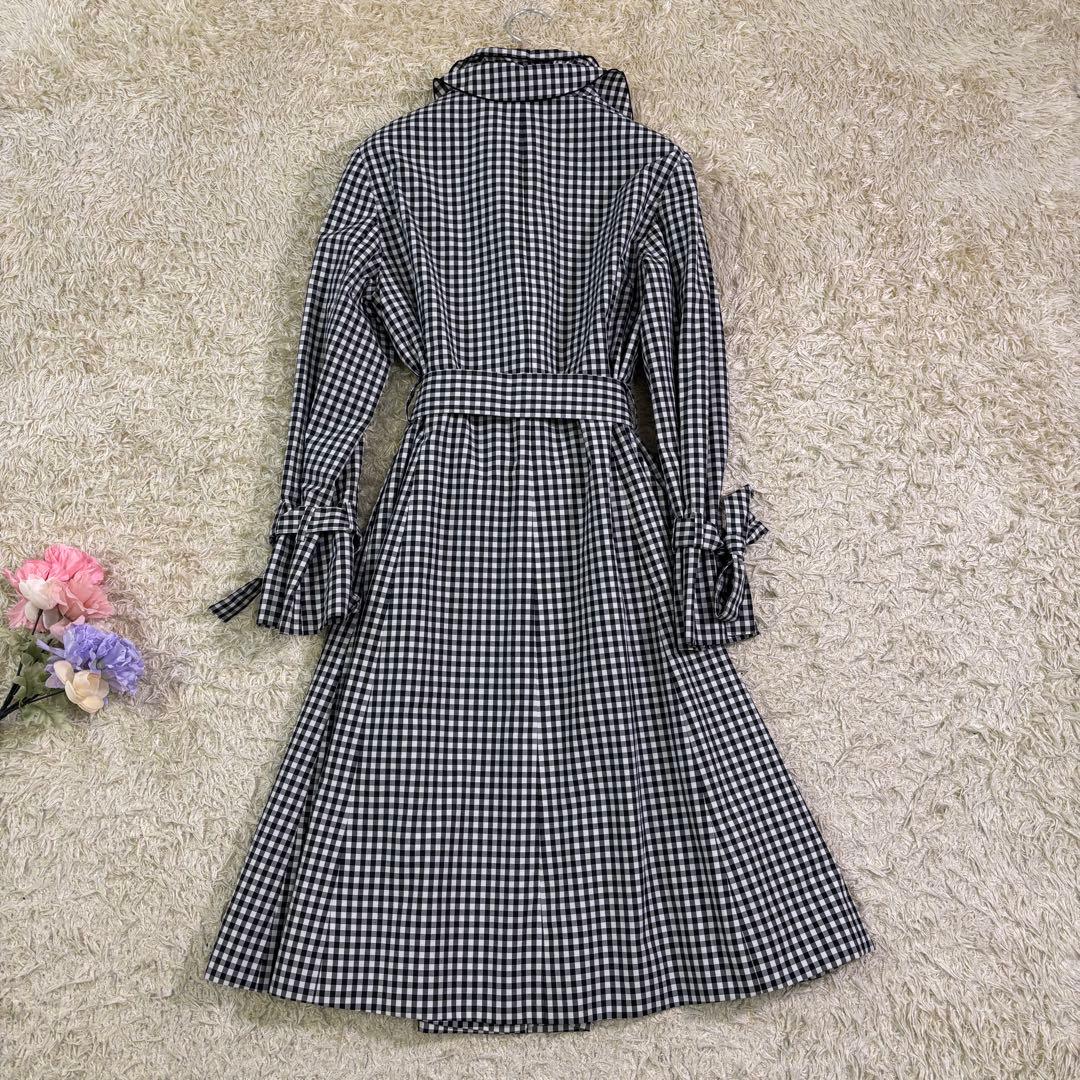 エムズグレイシー　ギンガムチェック　リボン　フリル　トレンチコート　40