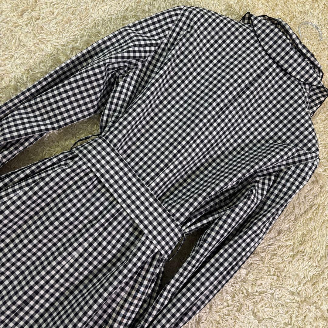 エムズグレイシー　ギンガムチェック　リボン　フリル　トレンチコート　40