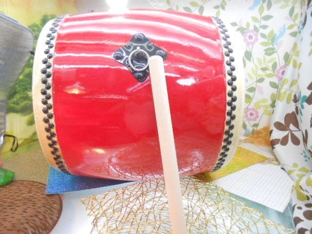 (送料無料)28.000円　N沖縄大太鼓39cm 撥付き　約5.5kg