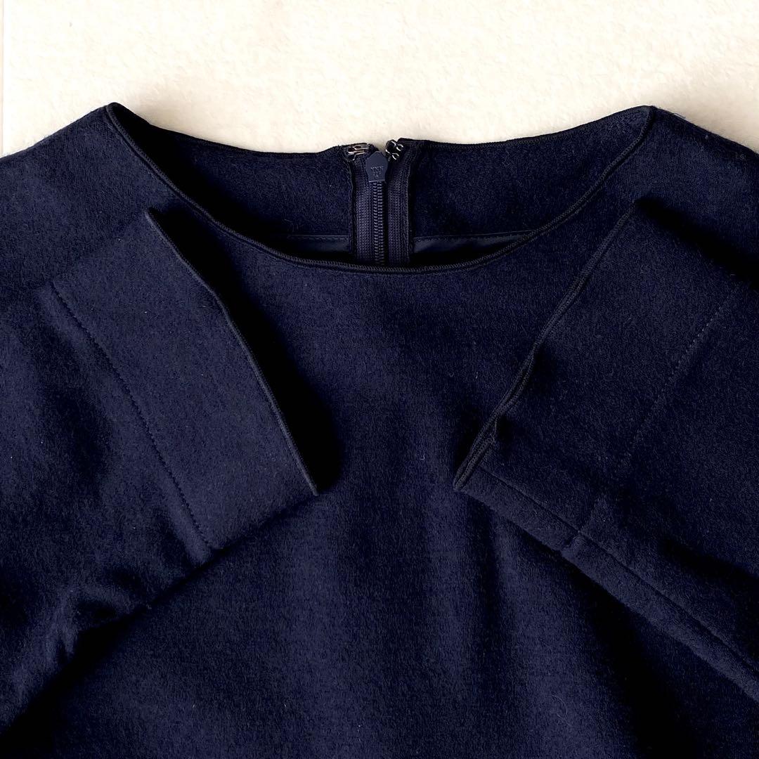 美品.定価3.2万☆ボールジィ ドッキングワンピース プリーツ 異素材 紺 36