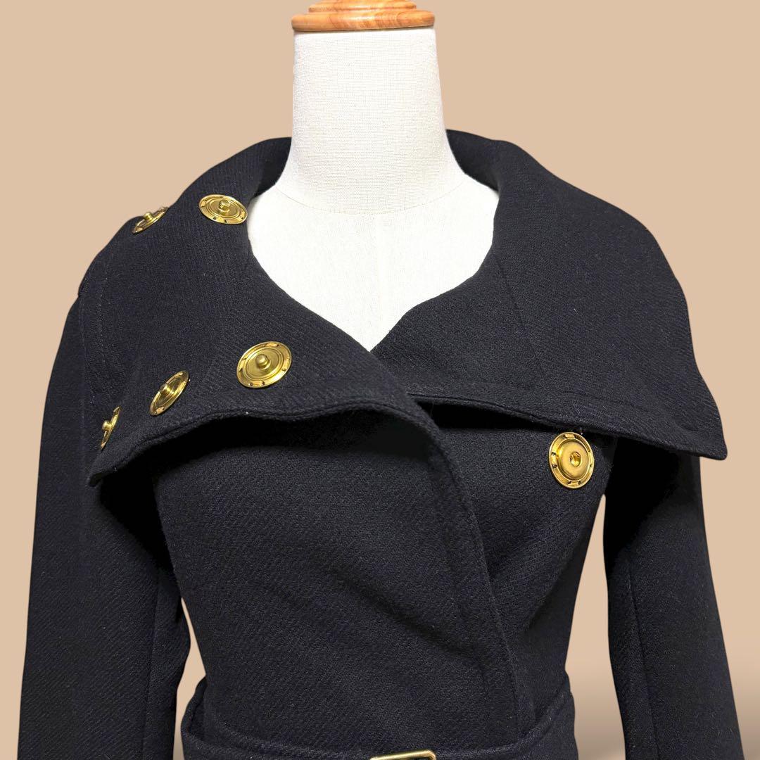 美品正規品ユーロ規格BURBERRYBRITカシミヤ混ウールコートチェック柄黒M