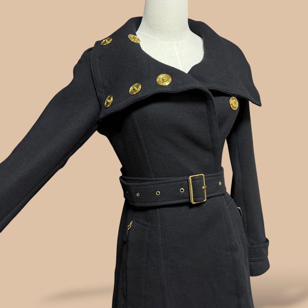 美品正規品ユーロ規格BURBERRYBRITカシミヤ混ウールコートチェック柄黒M