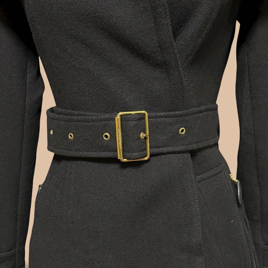 美品正規品ユーロ規格BURBERRYBRITカシミヤ混ウールコートチェック柄黒M